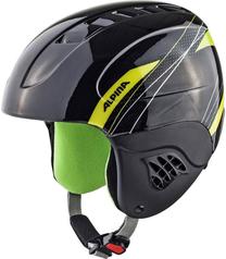Slēpošanas ķivere Alpina, melna krās./zaļa krās., 48-52 cm