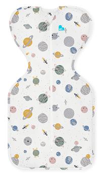 Plonas miegmaišis kūdikiui Love To Dream Swaddle UP Planets, balta sp./įvairių spalvų, 64 cm x 32.5 cm