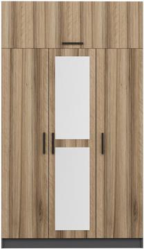 Skapis Kalune Design Minar 3 235, brūna krās., 52 cm x 135 cm x 235 cm, ar spoguli