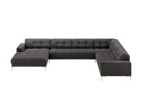 Kampinė sofa Micadoni Mamaia Velvet, tamsiai pilka sp., dešininė, 327 x 256 cm x 75 cm
