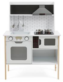 Rotaļu virtuve EcoToys Wooden Kitchen, balta krās.