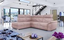Kampinė sofa Loreto Omega 91, rožinė sp., kairinė, 210 x 260 cm x 102 cm