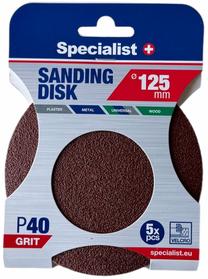 Šlifavimo lapas Specialist+, 40, 12.5 cm x 12.5 cm, Ø 12.5 cm, 5 vnt.