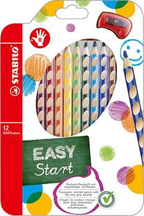 STABILO Spalvoti pieštukai, EASYcolors, dešniarankiams, 12 spalvų + drožtukas