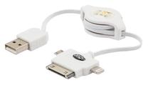 Telefono įkroviklis Savio, USB 2.0/Micro USB/Apple 30-pin/Apple Lightning, balta sp.