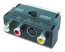 Adapteris Gembird SCART - 3 x RCA SCART, RCA female S-VHS female x 3, melna krās.