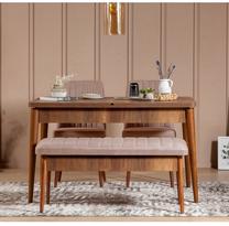 Valgomojo komplektas Kalune Design Vina, riešuto sp./šviesiai rožinė sp.