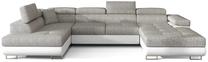 Kampinė sofa Rodrigo Berlin 01, Soft 17, balta sp./pilka sp., kairinė, 202 x 345 cm x 90 cm