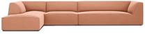 Kampinė sofa Micadoni Home Ruby 5 Seats, rožinė sp., kairinė, 366 x 180 cm x 69 cm