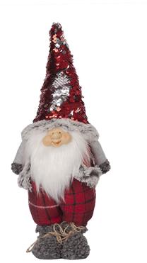 Kalėdinė dekoracija Home4you Standing Santa 85358, 41 cm, raudona sp./pilka sp.