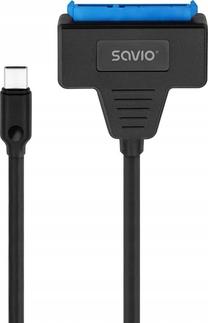 Adapteris Savio AK-69 USB-C 3.1 Gen 1 Vīrietis, SATA 22 pin Sieviete, 0.25 m, melna krās.