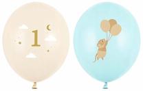 Õhupallide komplekt ovaalsed PartyDeco Mouse 1, beež v./helesinine v., 50 tk