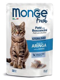 Mitrā kaķu barība Monge Pate with Chunkies Sterilised, siļķe, 0.085 kg