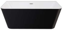 Vonia, laisvai pastatoma Besco Varya Black&White Matt, 150 cm x 75 cm x 58 cm, stačiakampis, balta sp./juoda sp.