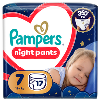 Sauskelnės nakčiai Pampers Night, 7 dydis, 15 kg, 17 vnt.
