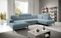 Kampinė sofa Bretan Savoi 100, mėlyna sp., dešininė, 205 x 350 cm x 107 cm