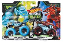 Набор игрушечных квадроциклов Mattel Hot Wheels Monster Trucks Town Hauler The Monster vs Hotweiler Werewolf HGM78, 1:64, многоцветный
