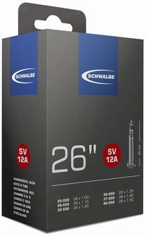 Dviračių padangų kamera Schwalbe Inner Tube 10432343, guma, juoda sp., 26", 1.35"