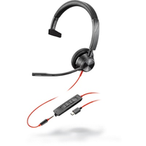 Vadu austiņas Poly Blackwire 3315 USB-C BW3315-M, melna krās.