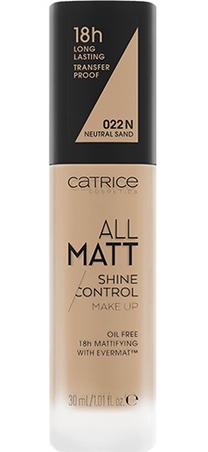 Skystas makiažo pagrindas Catrice All Matt Shine Control Make Up, 022 n neutral sand, 30 ml