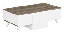 Kavos staliukas Kalune Design Aser, balta sp./riešuto sp., 100 cm x 50 cm x 34 cm