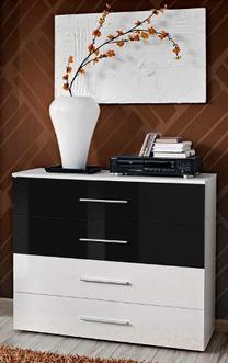 Komoda ASM Go, balta/juoda, 100 cm x 40 cm x 83 cm