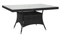 Lauko stalas Home4you Wicker, juoda sp., 150 cm x 100 cm x 74 cm