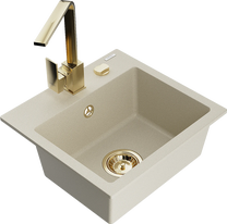 Кухонная мойка Mexen Milo 6505-69-670300-50, гранит, 43.5 см x 41 см x 17.1 см, золотой цв./бежевый цв.
