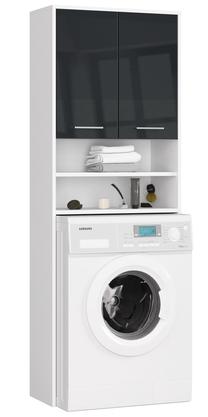 Spintelė virš skalbimo mašinos Akord Fin, balta/grafito, 30 cm x 64 cm x 180 cm