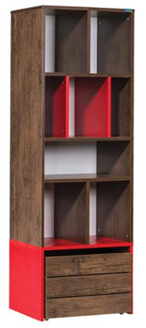 Pastatoma lentyna Kalune Design Jack, raudona sp./tamsiai ruda sp., 38 cm x 56 cm x 170 cm