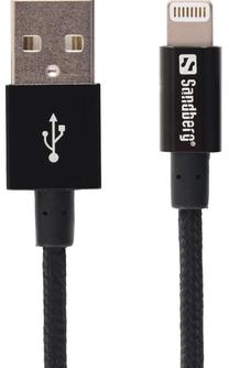 Vads Sandberg USB, Apple Lightning, 1 m, melna krās.