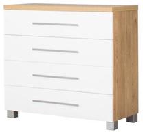 Komoda Bodzio Panama PA11, ąžuolo sp./balta sp., 84.5 cm x 43 cm x 90 cm