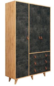 Spinta Kalune Design Chunky, ąžuolo sp./tamsiai pilka sp., 52 cm x 120 cm x 187 cm
