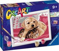 Glezna pēc numuriem Ravensburger CreArt Dog With A Kitty, daudzkrāsaina