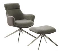 Tugitool koos jalatoega MC Akcent Pelion PLLE54SM, pruun v./hall v., 77 cm x 71 cm x 87 cm
