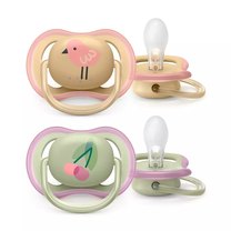 Набор пустышек Philips Avent Ultra Air Deco, 0 мес., желтый цв./зеленый цв.