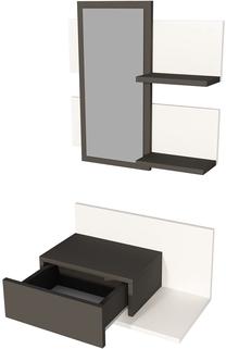 Prieškambario baldų komplektas Kalune Design Mimoza, vidaus, antracito sp./balta sp.