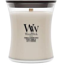 Žvakė, aromatinė WoodWick Tonka & Almond Milk, 50 - 65 h, 275 g, balta sp.