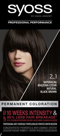 Matu krāsa Syoss Professional Hair Color 2-1, natural black brown krās., 2-1, 50 ml
