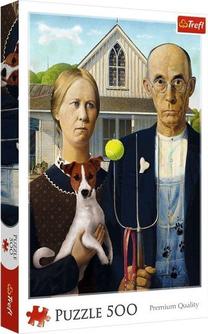 Dėlionė Trefl American Gothic Dog Edition 37526, 48 cm x 34 cm, 500 vnt., įvairių spalvų