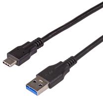 Vads Akyga AK-USB-15 USB-A, USB-C, 1 m, melna krās.