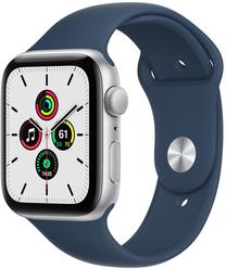 Умные часы Apple Watch SE GPS, 44mm Silver Aluminium Case with Abyss Blue Sport Band - Regular, серебристый цв.