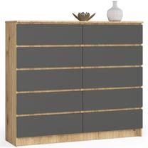 Komoda Akord K140, ąžuolo sp./pilka sp., 121 cm x 138 cm x 40 cm