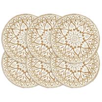 Stalo padėkliukas VLX Round Jute 133867, 38 cm x 38 cm x 38 cm, 6 vnt., Balta sp.