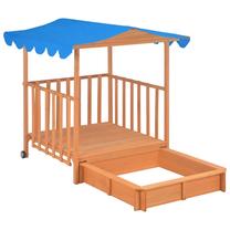 Smėlio dėžė VLX Playhouse With Sandbox 91795, 130 x 130 cm, su dangčiu, mėlyna sp./ruda sp., 20 kg