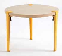 Kavos staliukas Kalune Design Fregoia, ruda sp./geltona sp., 60 cm x 60 cm x 45 cm