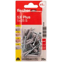 Tapa ar skrūvi Fischer SX Plus S, ķieģeļiem/betonam, 5 mm x 25 mm, 20 gab.
