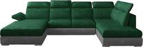 Kampinė sofa Evanell Kronos 19, Paros 05, pilka sp./tamsiai žalia sp., kairinė, 216 x 330 cm x 102 cm