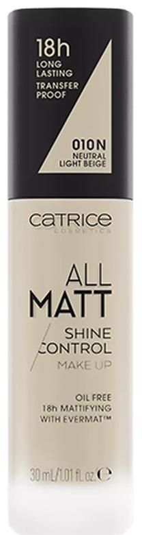 Skystas makiažo pagrindas Catrice All Matt Shine Control Make Up, 010 n neutral light beige, 30 ml
