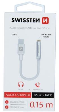 Адаптер Swissten USB-C to 3.5mm USB-C, 3.5 mm, 0.15 м, серебристый цв.